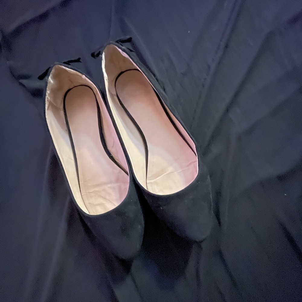 H&M Womans Pointed Flats Black Suede W/corset Heel Size 7